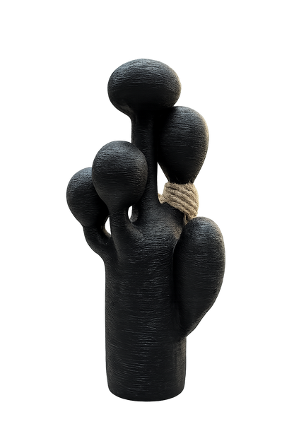 Modern Black Abstract Cactus Sculpture