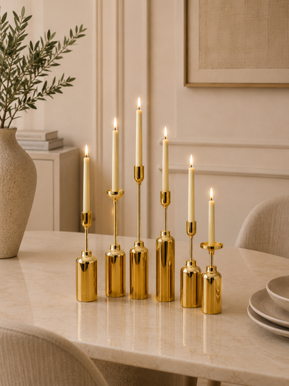 Modern Gold Metal Candle Holder Set of 6