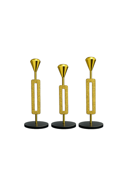 Luxury Gold Metal Candle Holder Set of 3