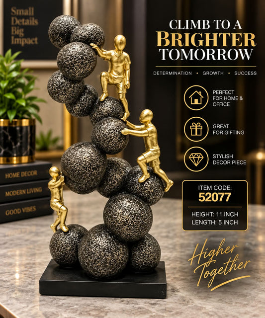 Climb Higher Together – Premium Gold & Black Motivational Figurine