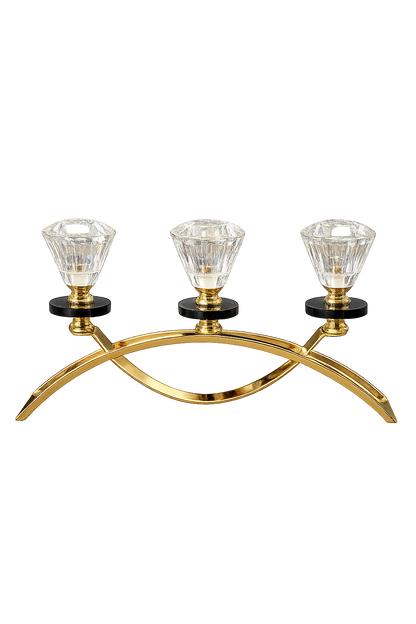 Luxury Gold 3-Light Crystal Candle Holder