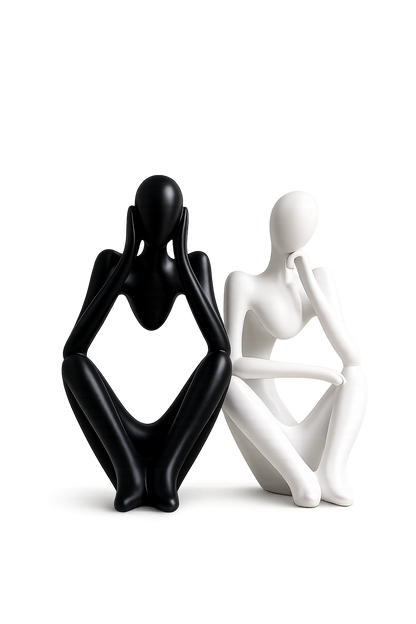 Abstract Thinker Couple Sculpture Set of 2