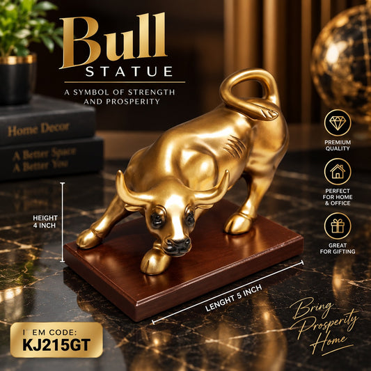 Golden Bull Statue – Premium Gold Prosperity & Success Decor