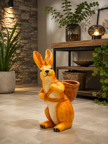 Cute Bunny Planter Statue with Basket