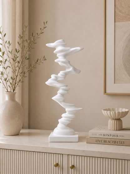 Modern Abstract White Resin Sculpture