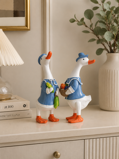 Cute Goose Couple Figurine Set of 2