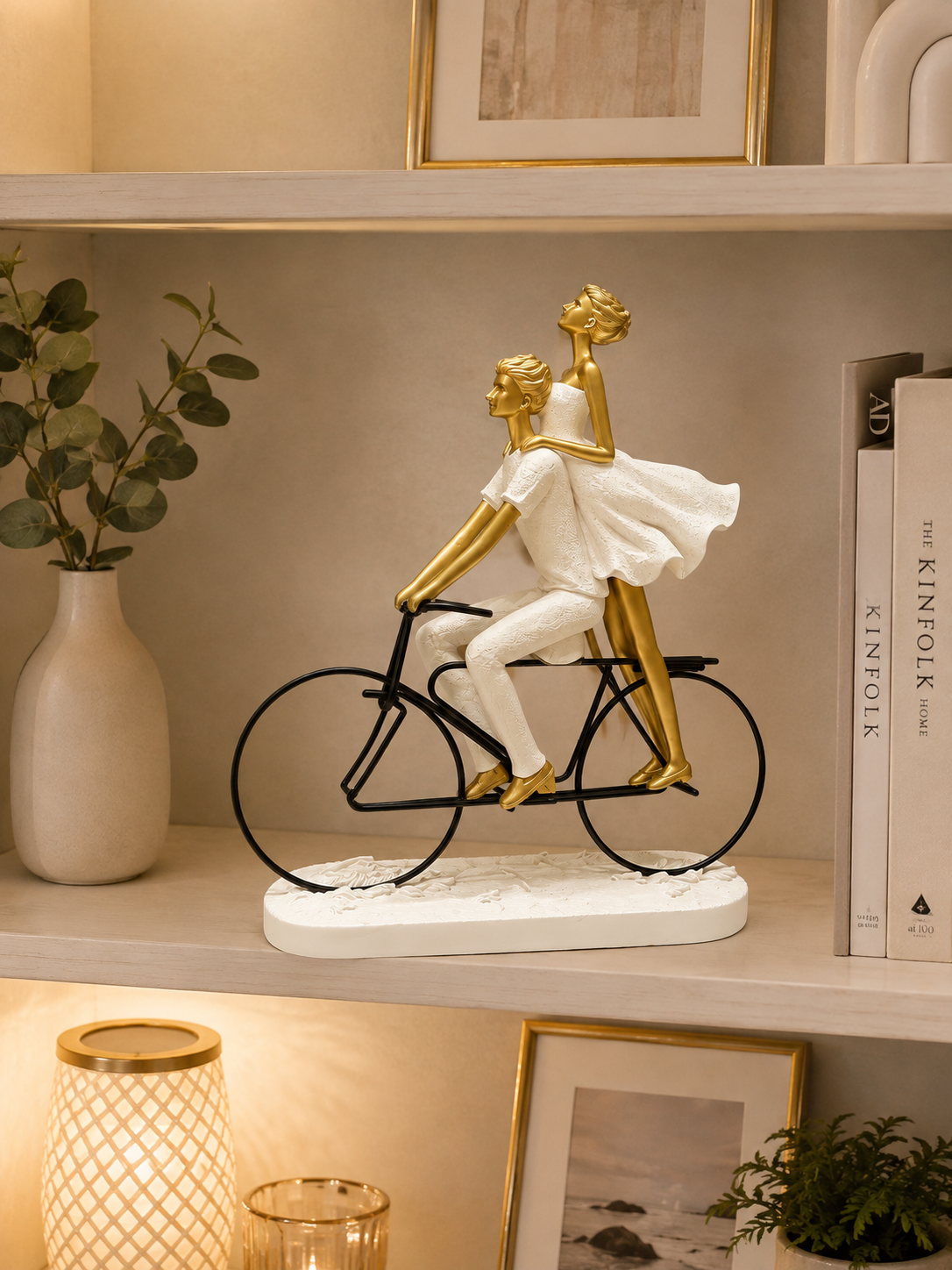 Elegant Couple Riding Bicycle Sculpture