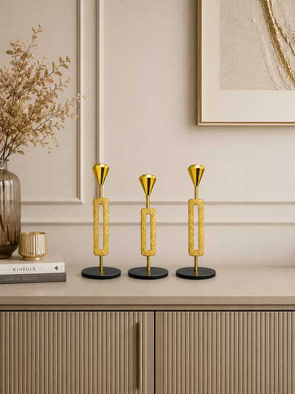 Luxury Gold Metal Candle Holder Set of 3