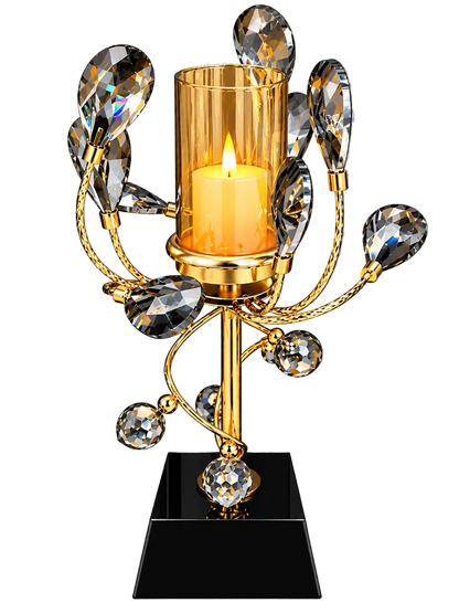 Luxury Gold & Black Crystal Candle Holder