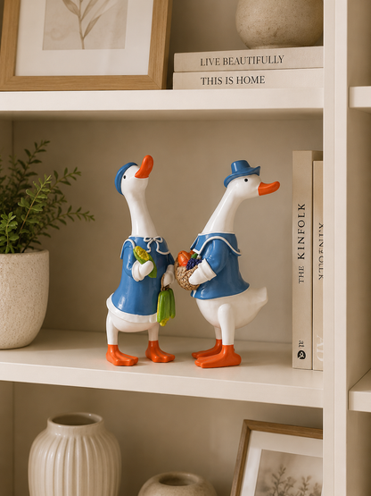 Cute Goose Couple Figurine Set of 2