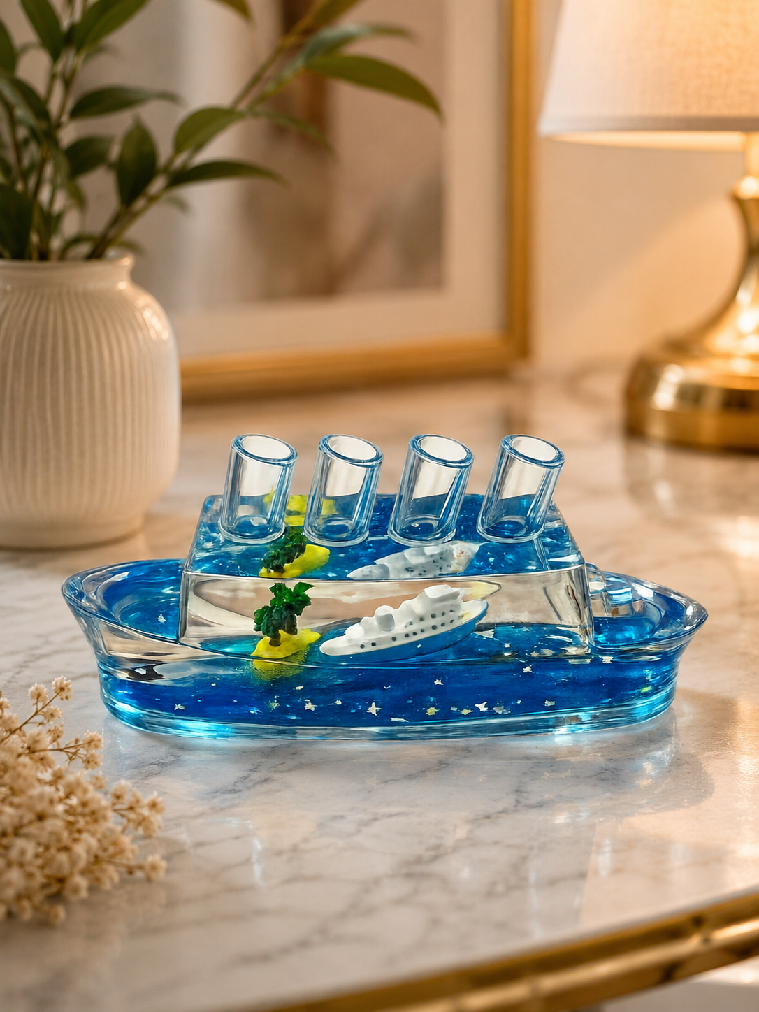 Cruise Ship Liquid Wave Pen Holder
