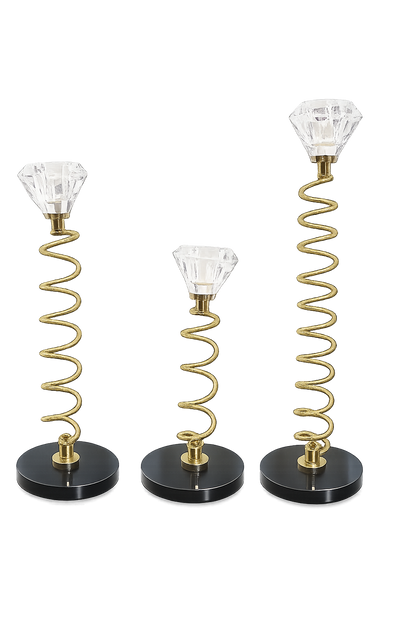 Luxury Spiral Crystal Candle Holder Set of 3