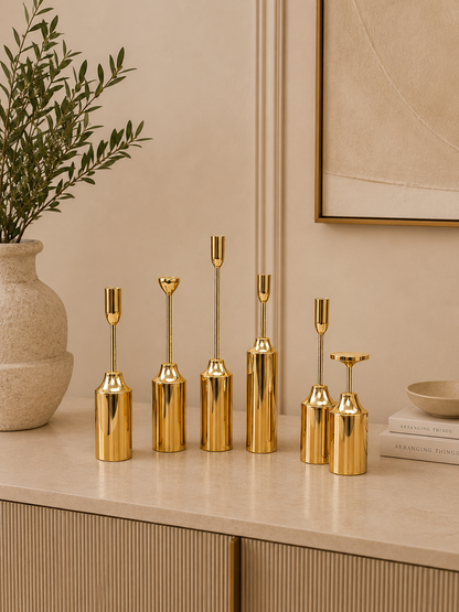 Modern Gold Metal Candle Holder Set of 6