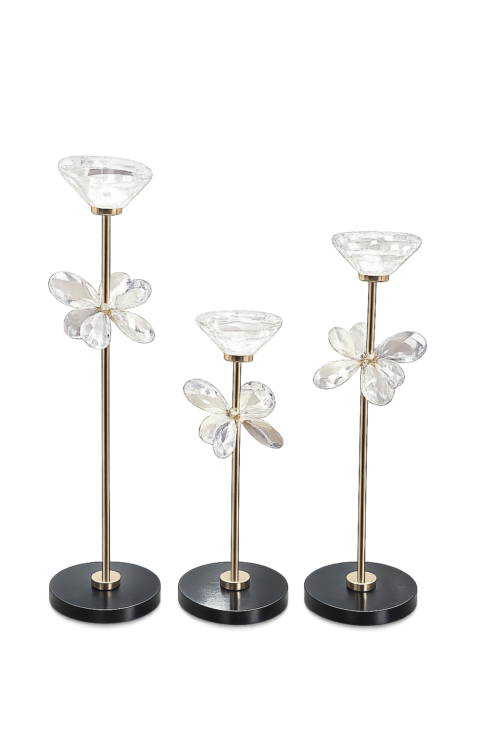 Luxury Crystal Flower Candle Holder Set of 3