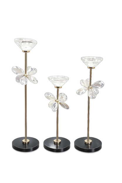 Luxury Crystal Flower Candle Holder Set of 3