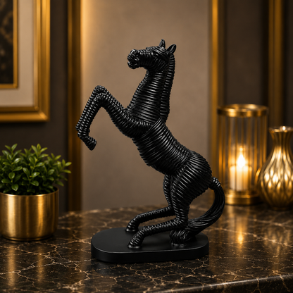 Premium Black Rearing Horse Figurine