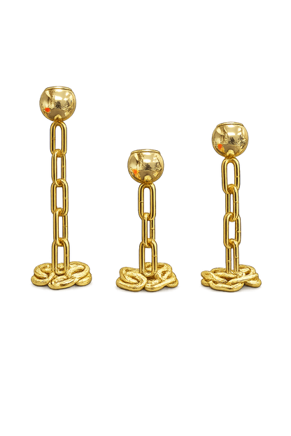 Luxury Gold Chain Candle Holder Set of 3