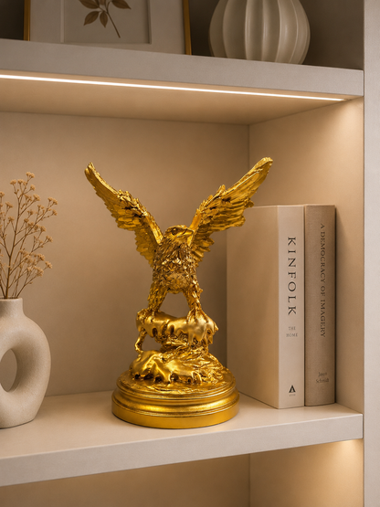 Luxury Golden Eagle Resin Sculpture with Spread Wings