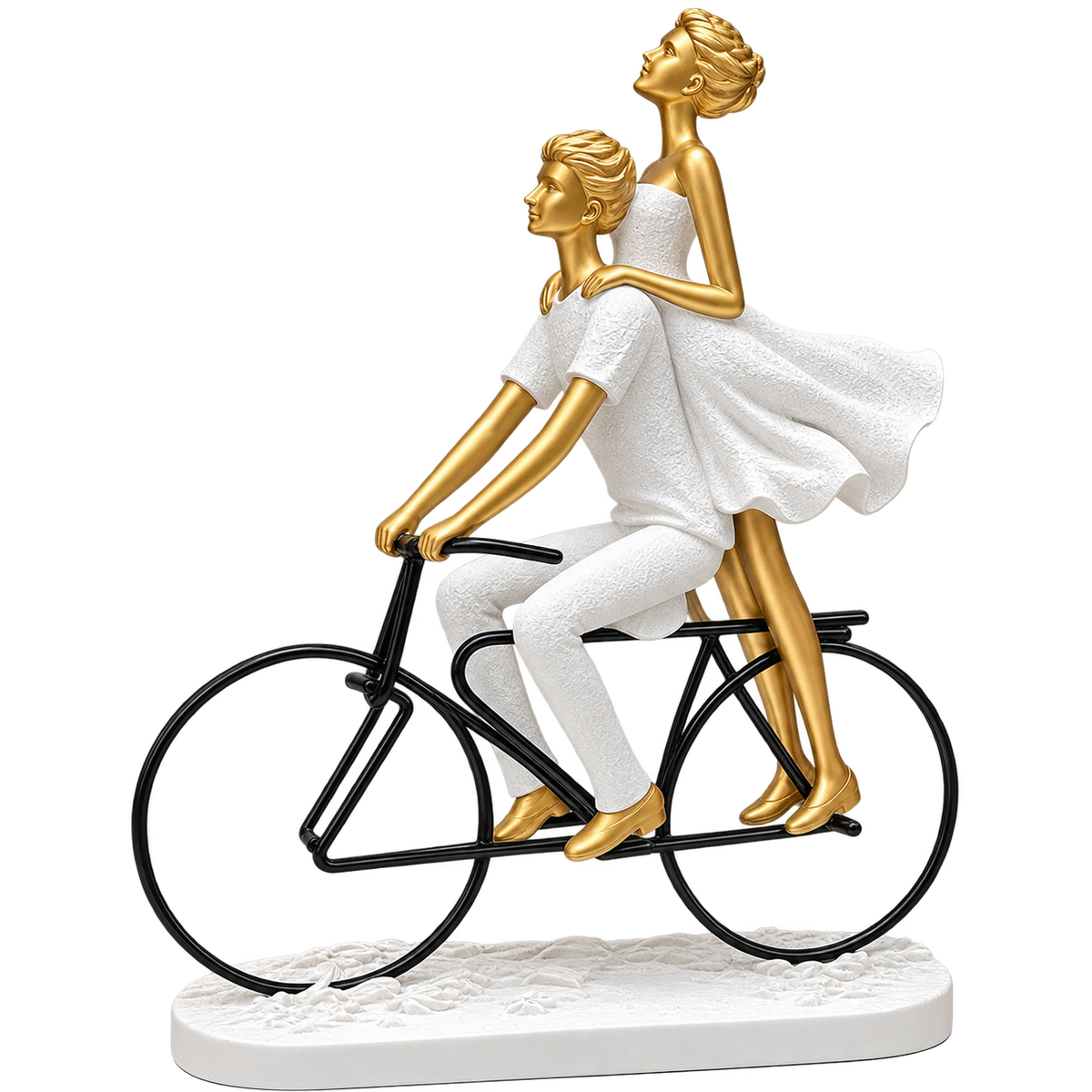 Elegant Couple Riding Bicycle Sculpture