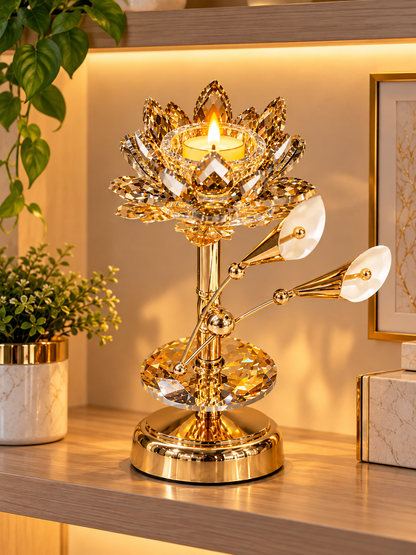 Luxury Gold Crystal Lotus Candle Holder