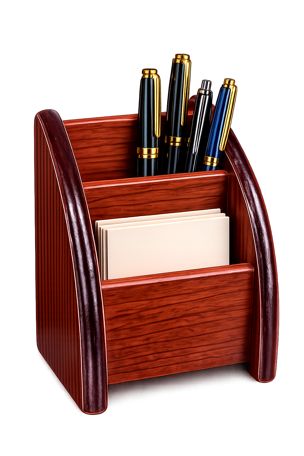 Premium Wooden Desk Organizer with Pen Holder & Memo Storage