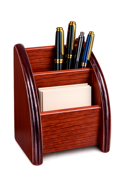 Premium Wooden Desk Organizer with Pen Holder & Memo Storage
