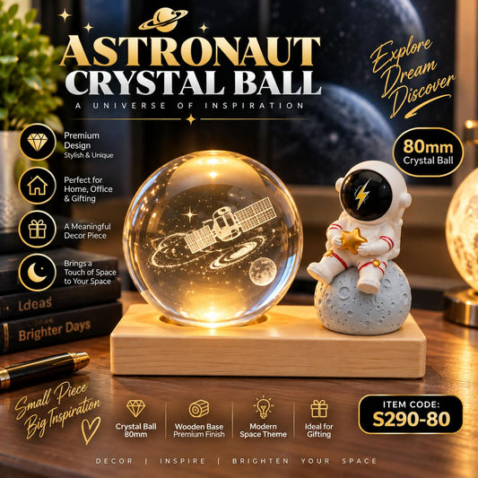 Elitezza Astronaut Crystal Ball™ – Space-Themed Luxury Desk Décor