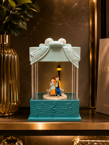 Romantic Couple Bench Scene Music Box
