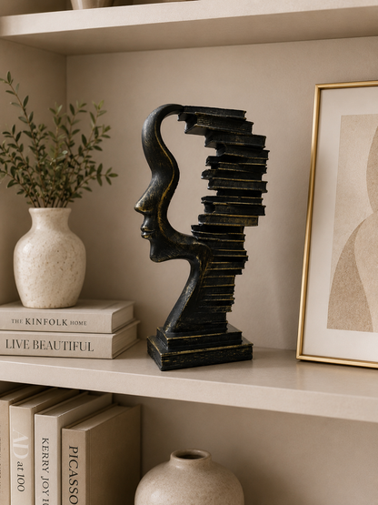 Abstract Face Books Sculpture