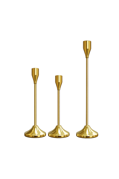 Luxury Gold Metal Candle Holder Set of 3