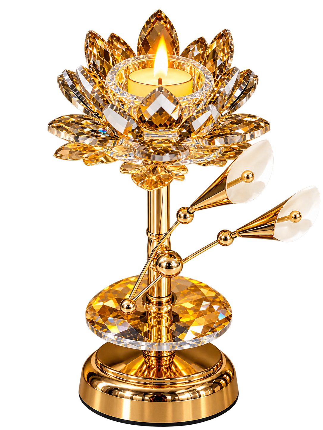 Luxury Gold Crystal Lotus Candle Holder