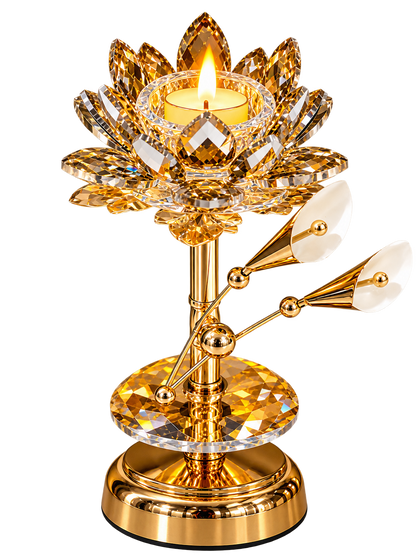 Luxury Gold Crystal Lotus Candle Holder