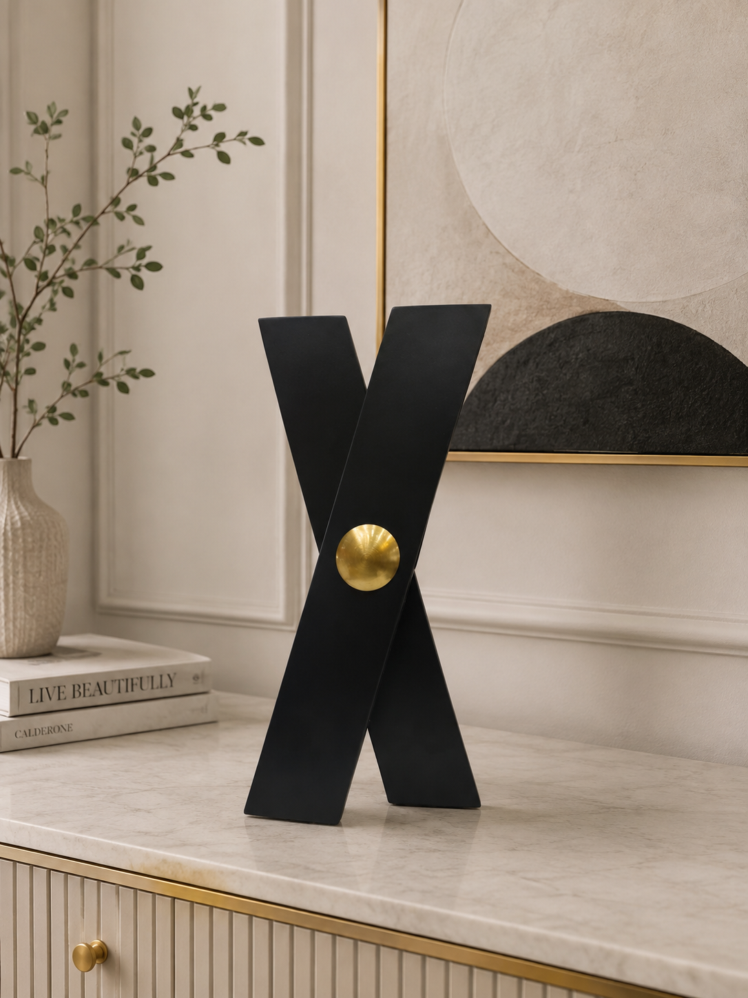 Modern X-Shaped Decorative Sculpture