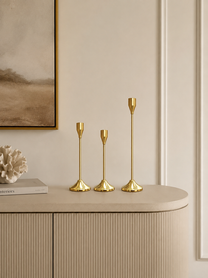 Luxury Gold Metal Candle Holder Set of 3