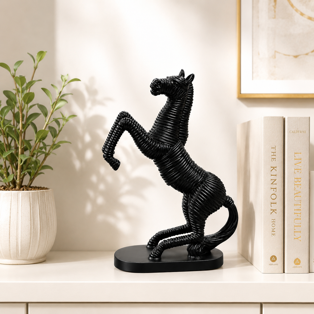 Premium Black Rearing Horse Figurine
