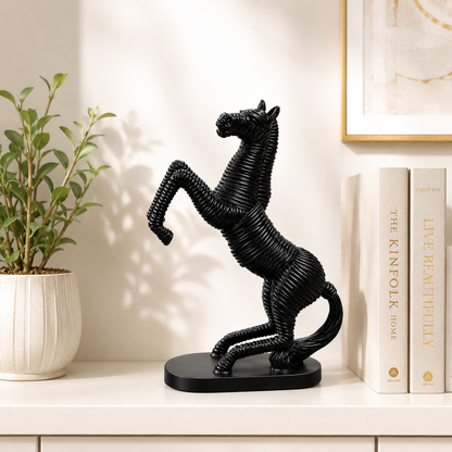Premium Black Rearing Horse Figurine