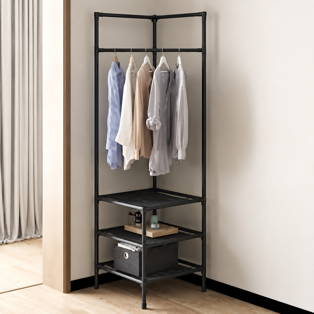Attachable Corner Pole Rack