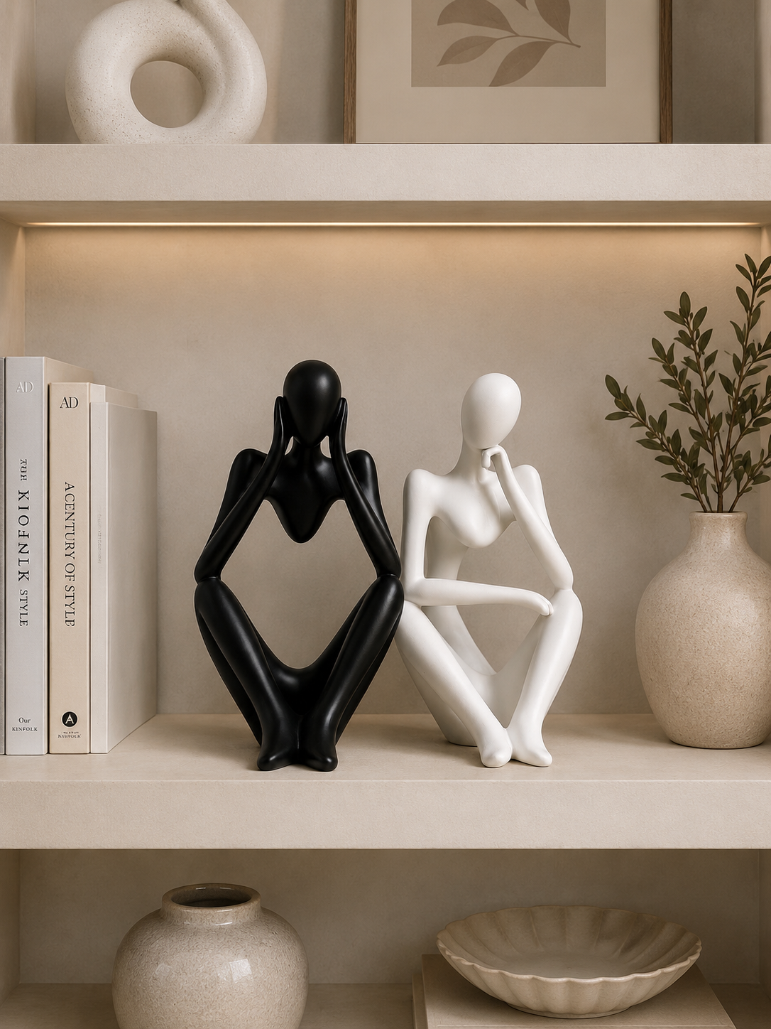 Abstract Thinker Couple Sculpture Set of 2