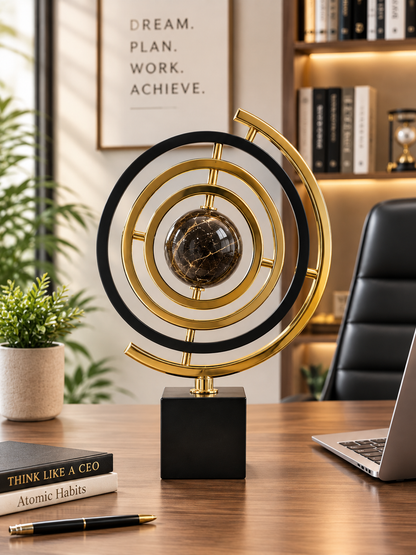 Luxury Gold & Black Geometric Sculpture