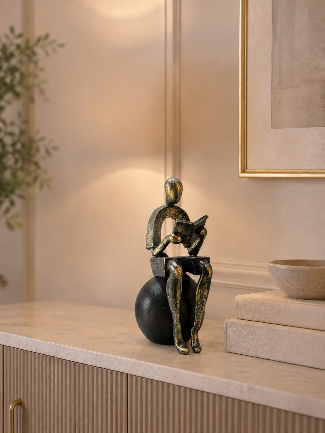 Abstract Reading Man Sculpture