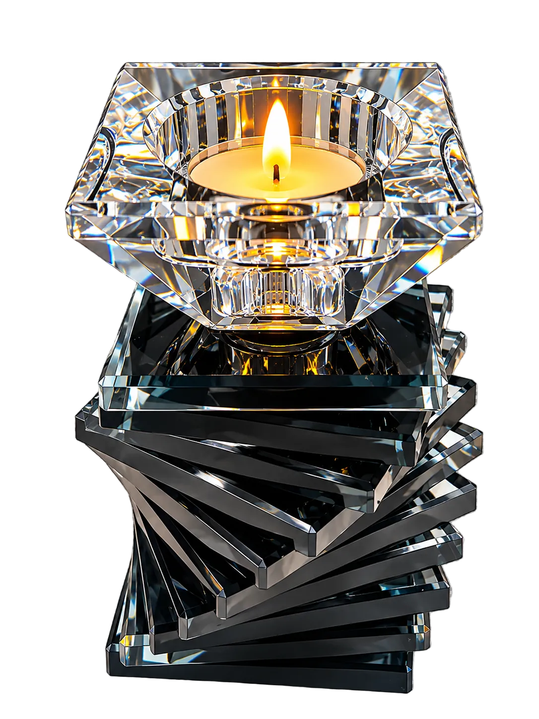 Luxury Black Crystal Tealight Candle Holder