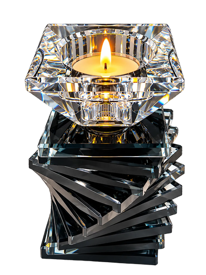 Luxury Black Crystal Tealight Candle Holder
