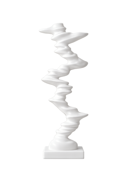 Modern Abstract White Resin Sculpture