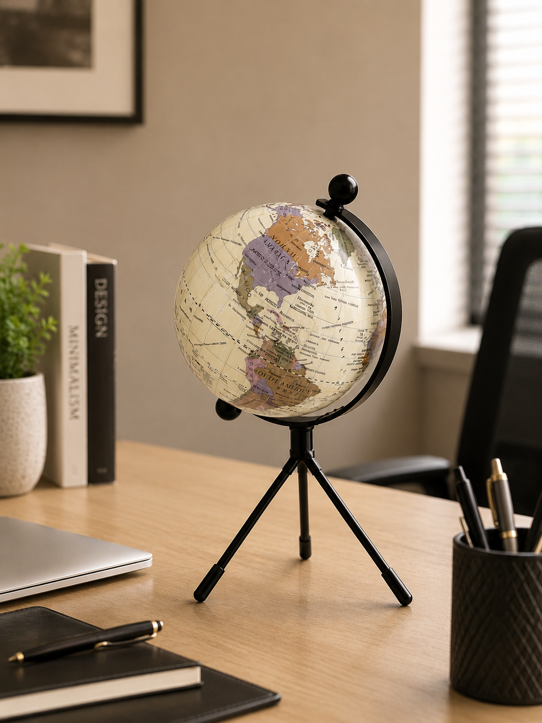 360° Rotating World Globe with Tripod Stand