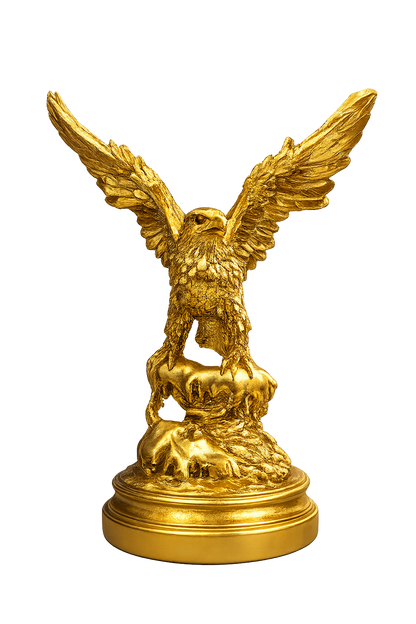 Luxury Golden Eagle Resin Sculpture with Spread Wings