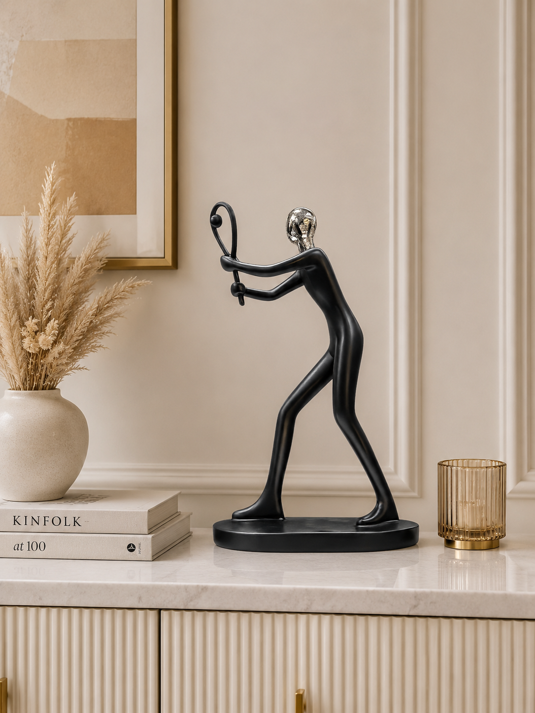 Modern Tennis Player Resin Sculpture