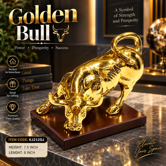 Elitezza Golden Bull™ – Premium Gold Bull Luxury Decor Sculpture