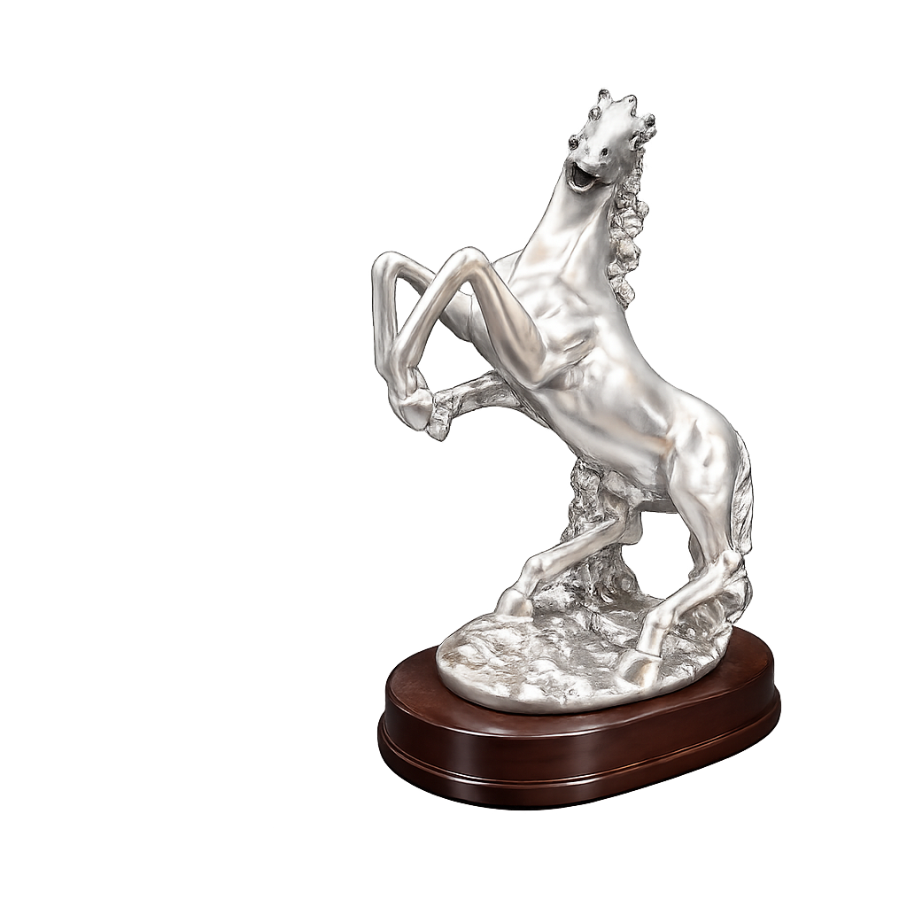 Majestic Silver Horse Sculpture