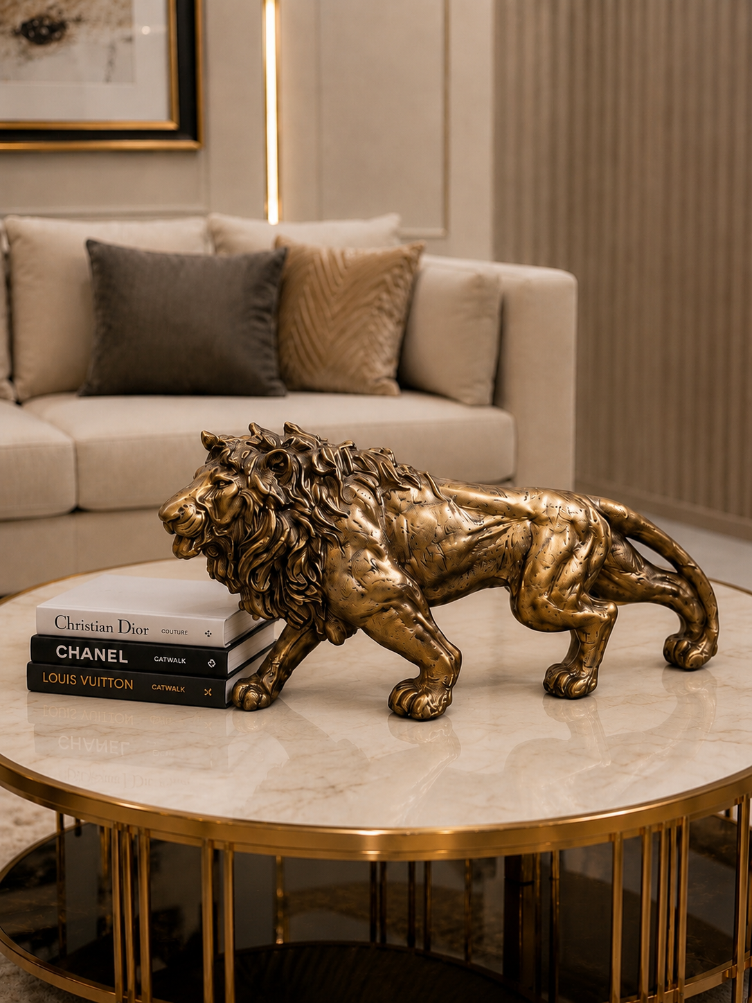 Luxury Walking Lion Sculpture