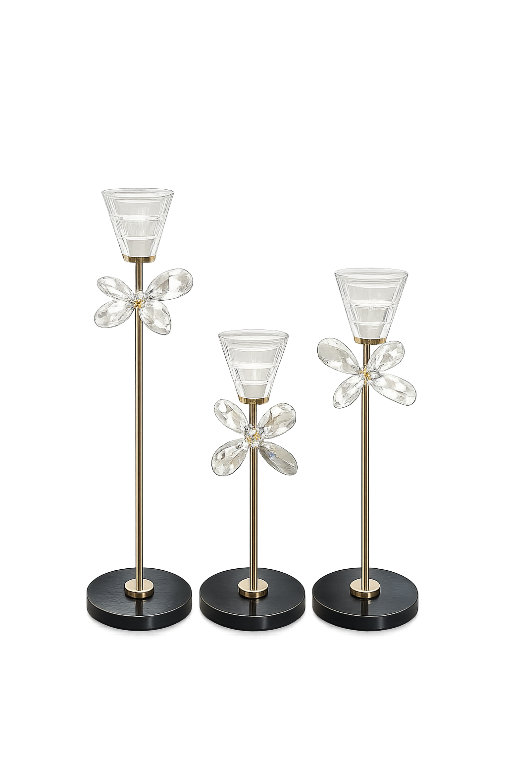 Luxury Crystal Flower Candle Holder Set of 3